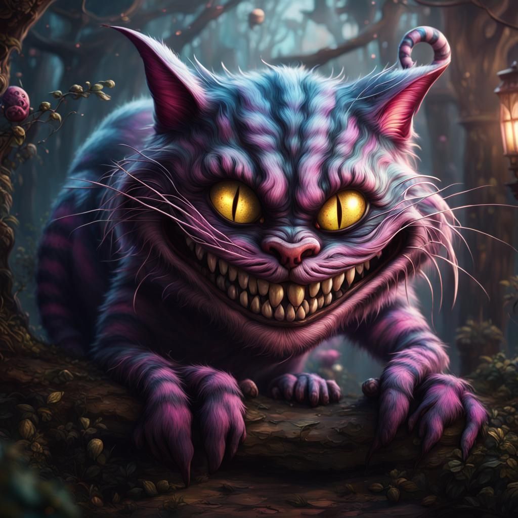Evil Cheshire Cat Monster in Detailed Matte Painting