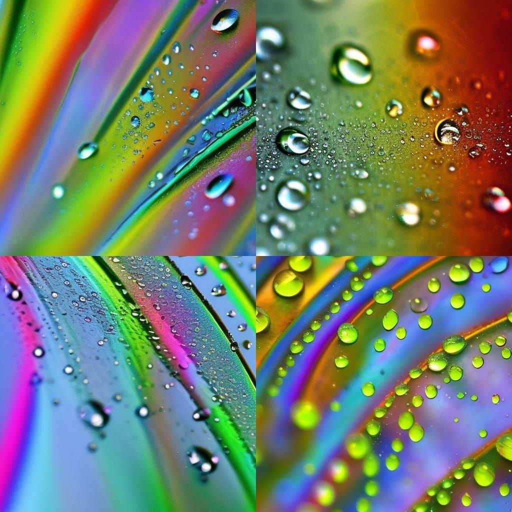 Rainbow Reflections in Water Droplets