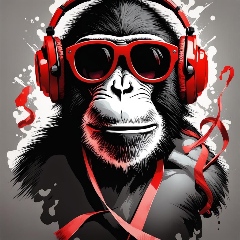 Comic Monkey with Sunglasses in Splash Art Style