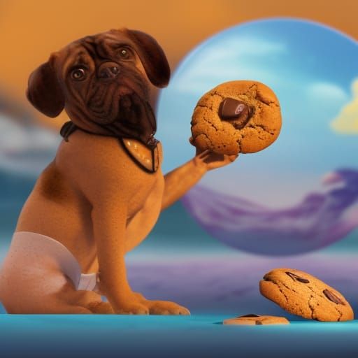 Dog in Bikini Bakes Cookies in Space: Digital Art