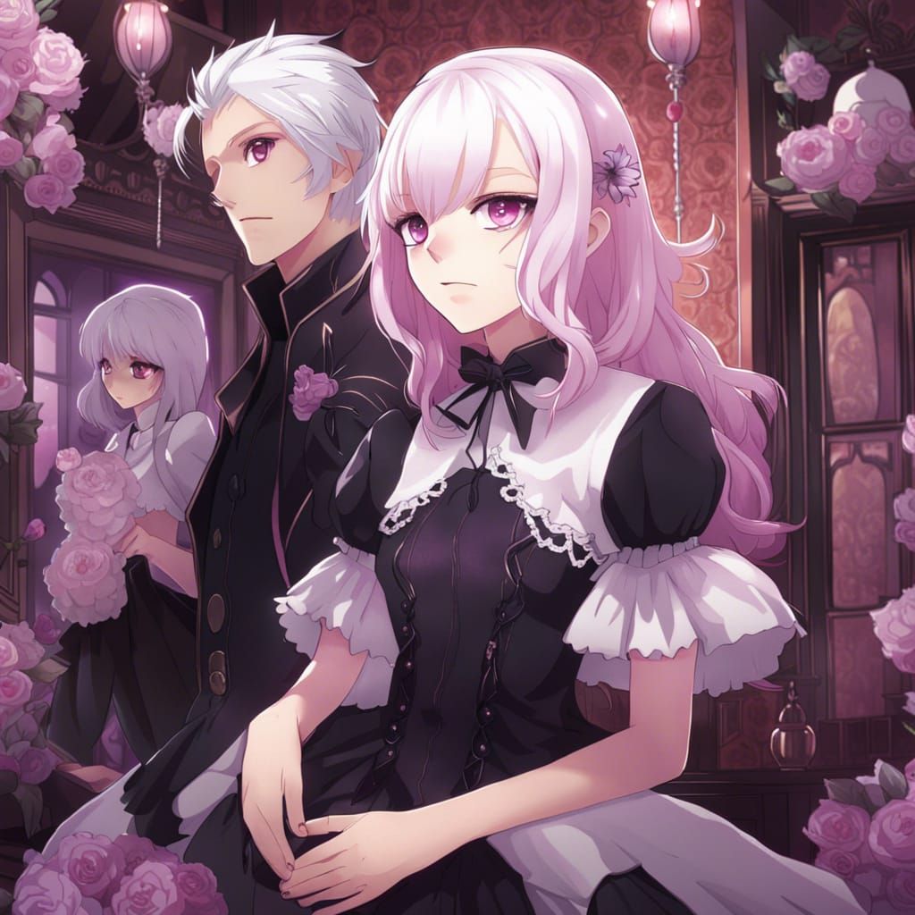 Anime Woman Streaming with Gothic Decor