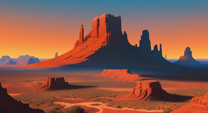 Arizona Desert Sunrise: Minimalist Line Art Illustration