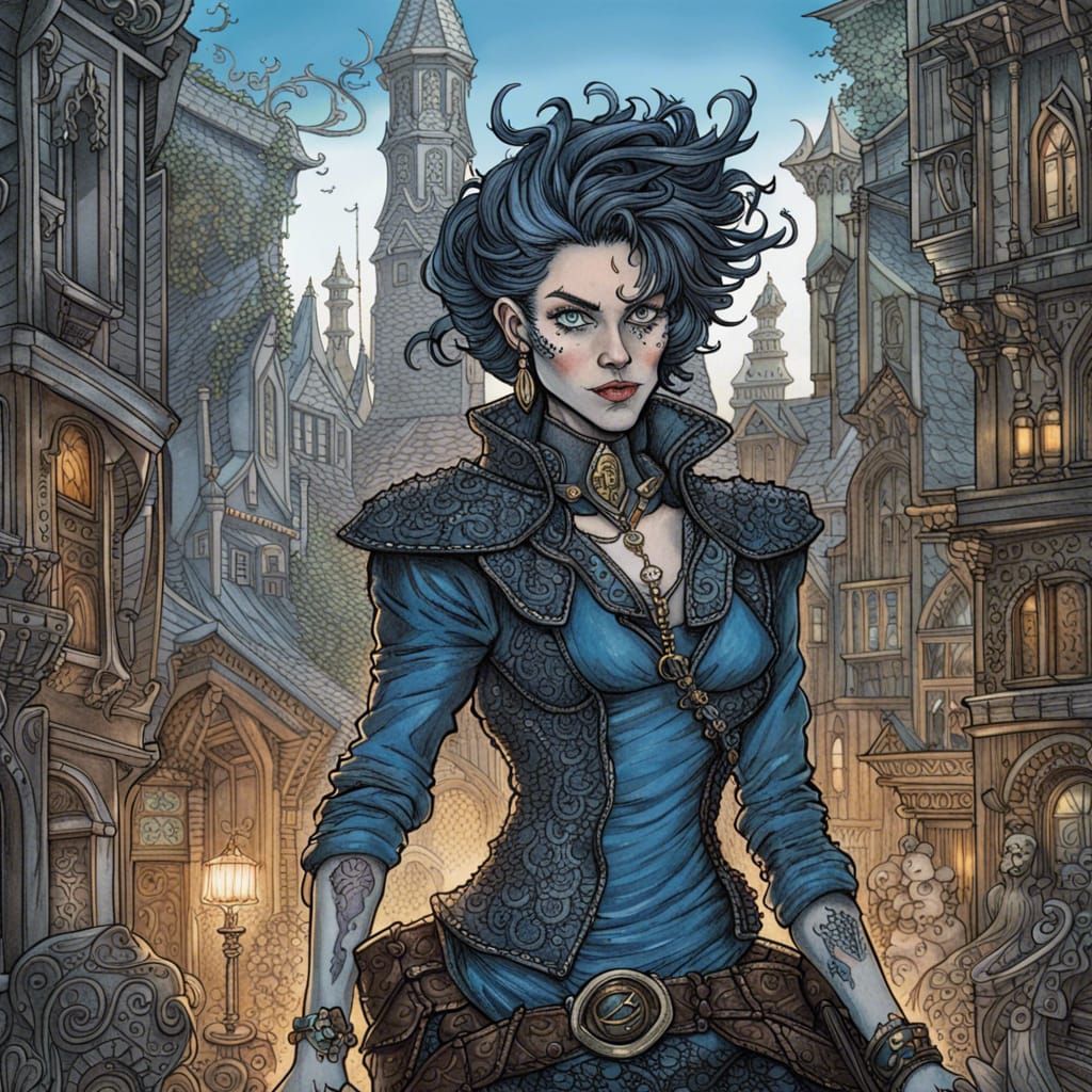 Ornate Portrait of a Female Troll Rogue