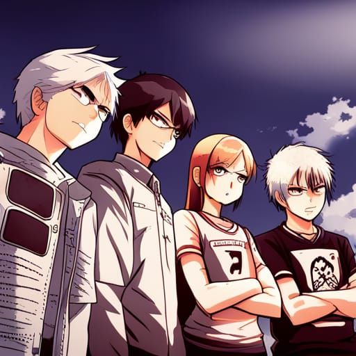 angry teenagers stand together in their yard by artist "anim...