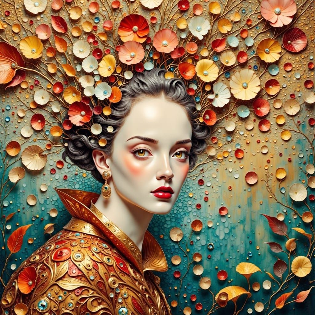 Austrian Art Goddess with Vibrant Nature Themes