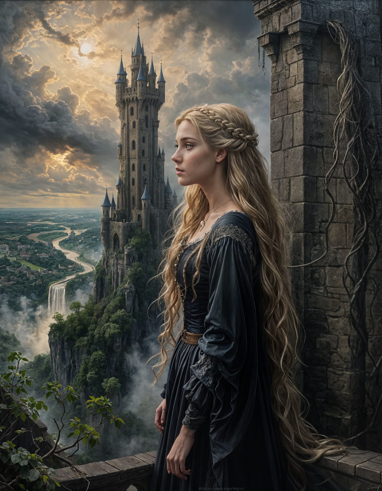 Rapunzel in Tower: Classical Portrait Painting