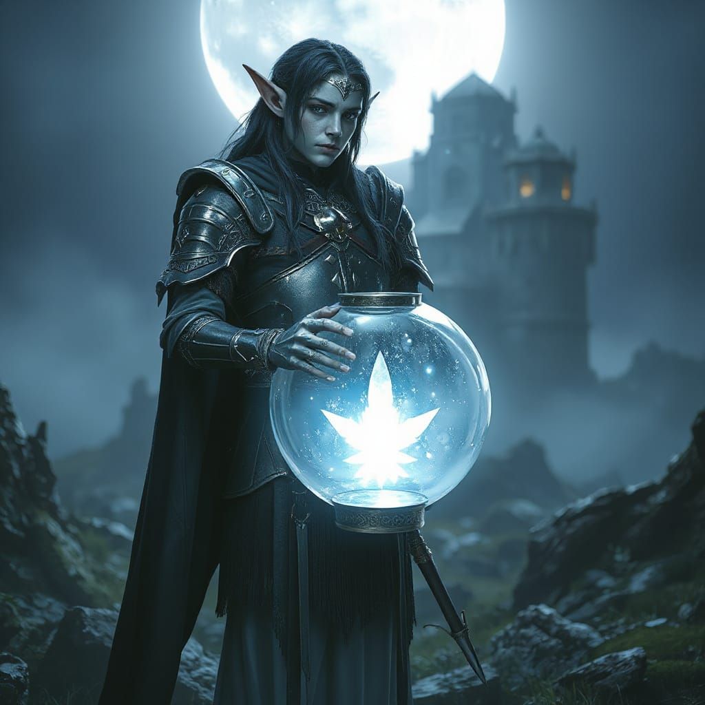 Elf Warrior with Celestial Orb Lantern
