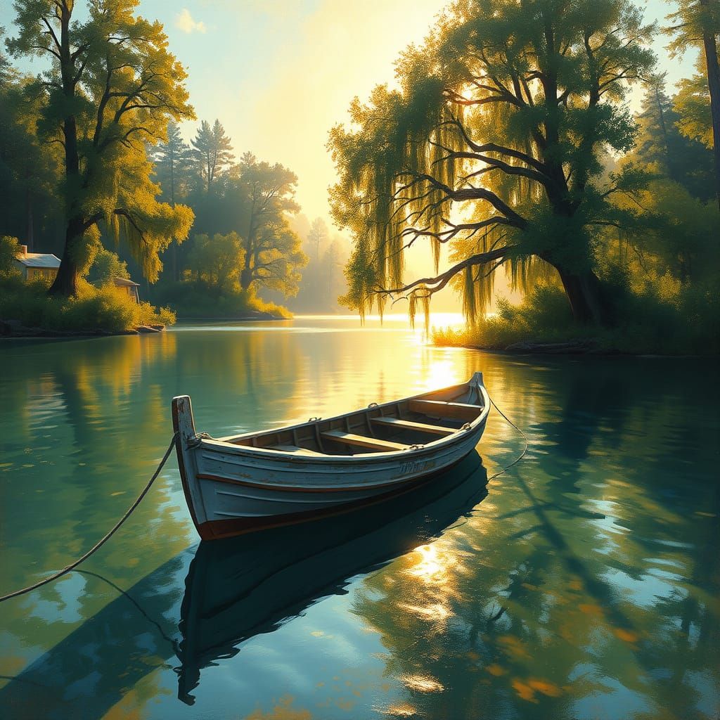 Sunlight cove with tow boat