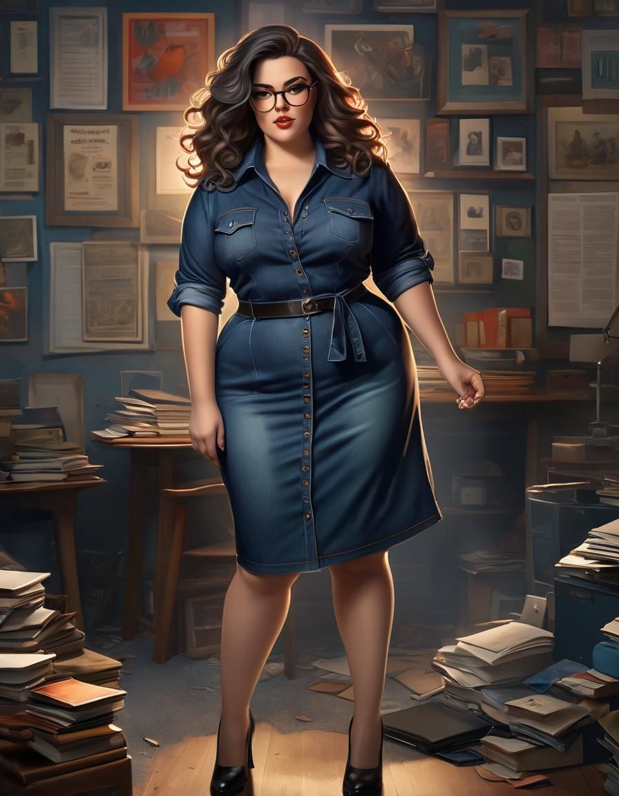 Curvy Businesswoman in Campbell and Apterus Style