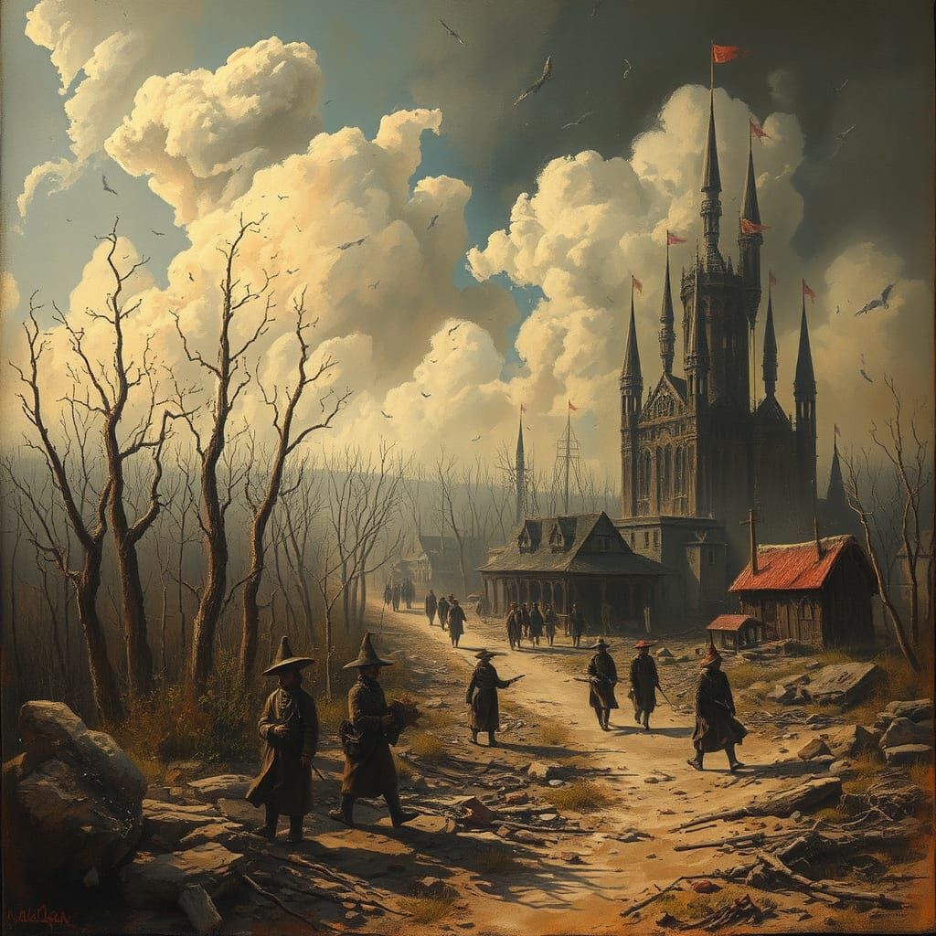 Surreal Allergen March in Whimsical Horror Style