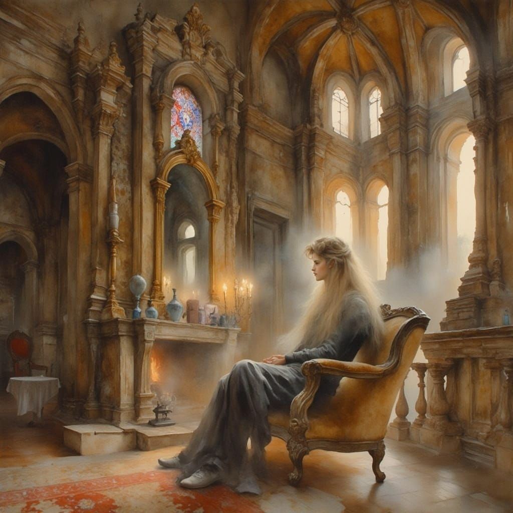 Opulent Medieval Castle Interior in Dreamlike Style