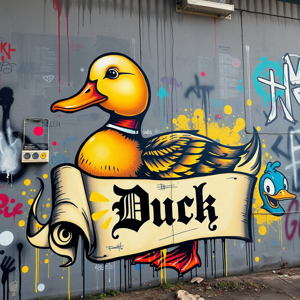 Gothic Duck Street Art Masterpiece