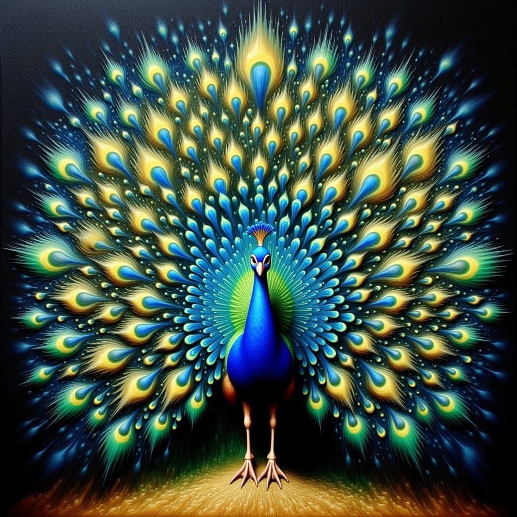 Majestic Peacock Displaying Vibrant Plumage