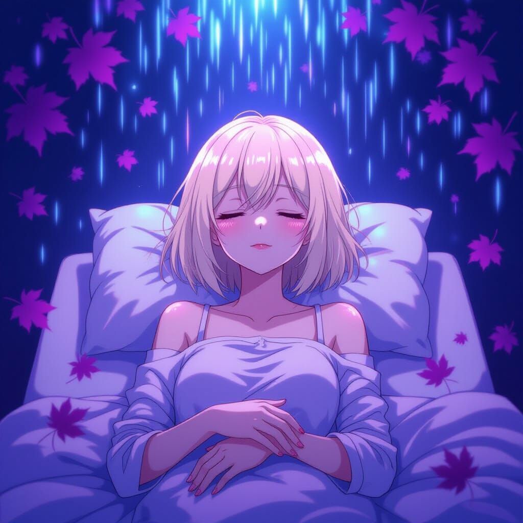 Anime Girl in Straitjacket Under Light Shower