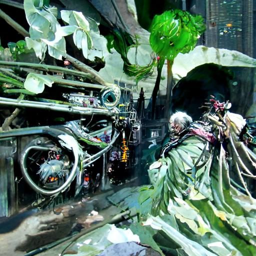 Cyberpunk Druid in Digital Art Style