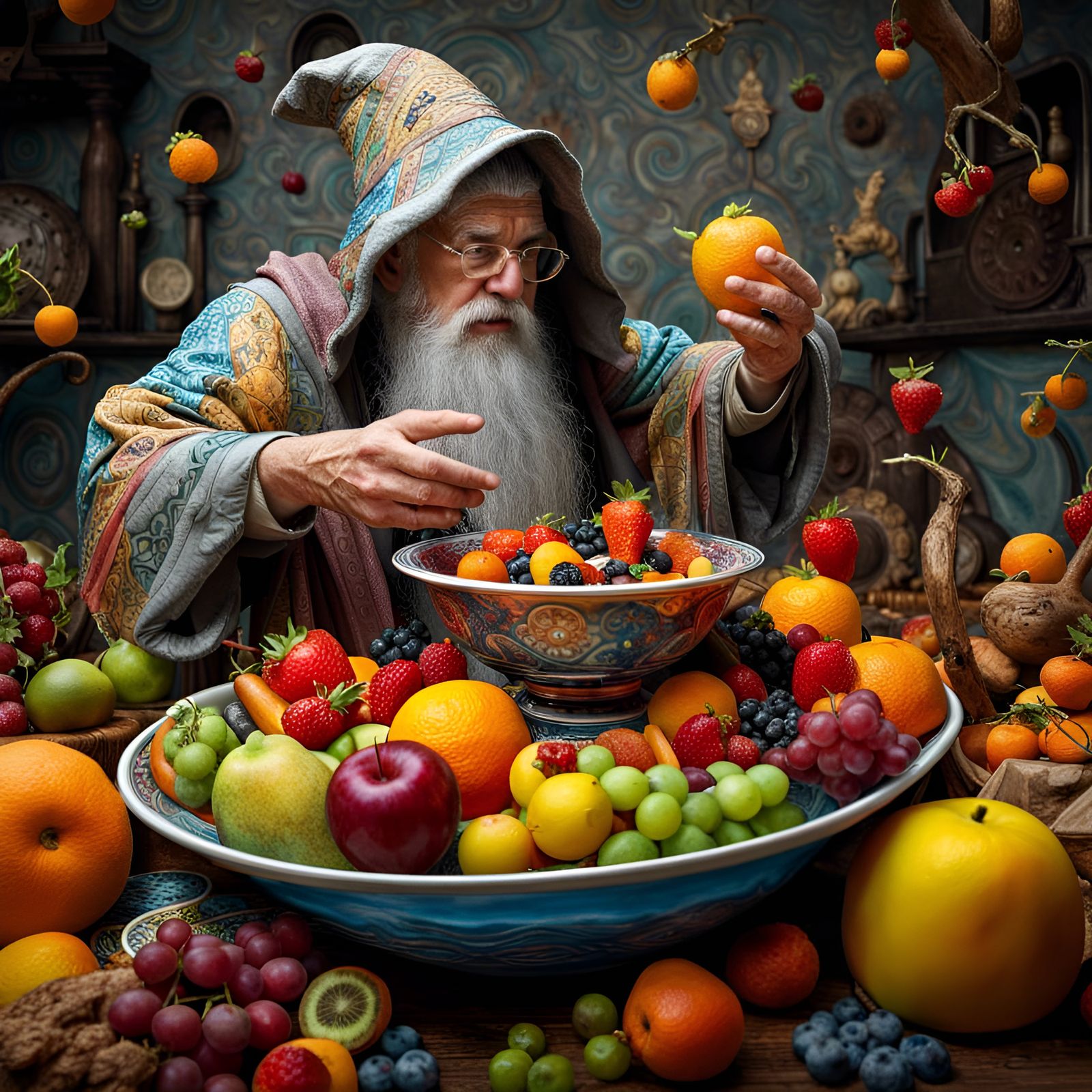 Wizard Conjuring Fruit