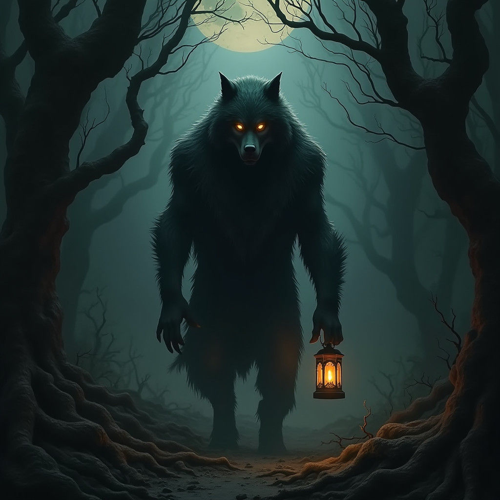 Mysterious Werewolf in Shadows