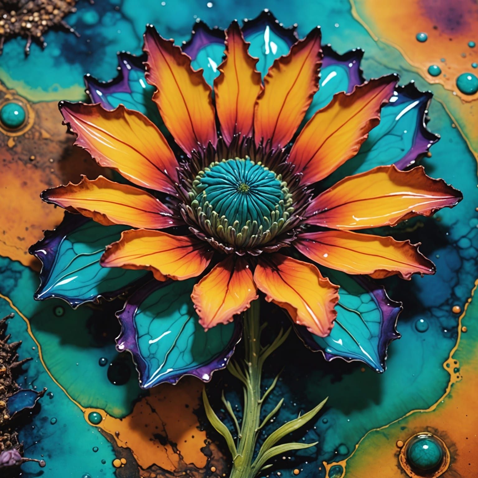 Alcohol Ink Alien Desert Flower
