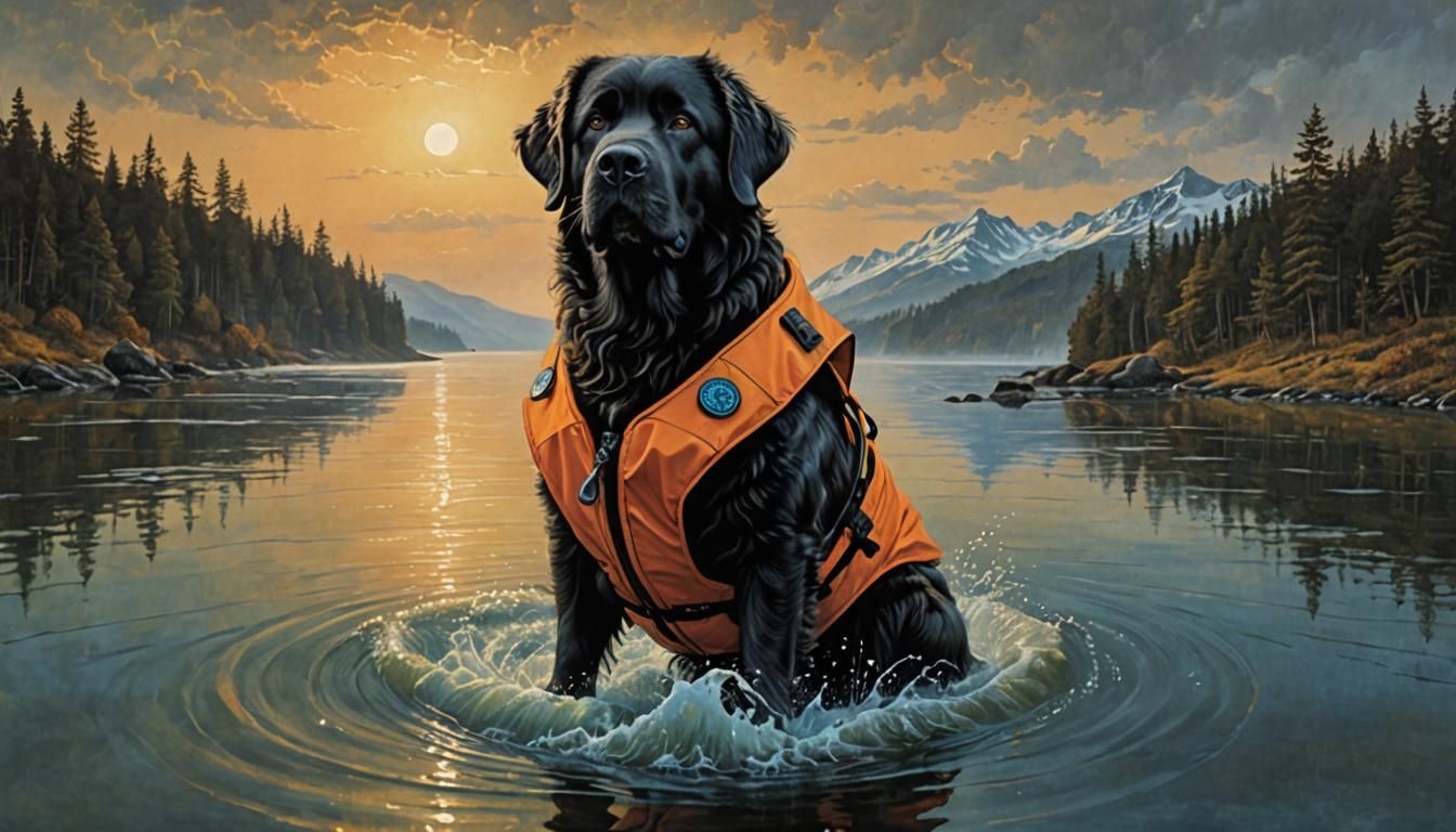 Anthropomorphic Newfoundland Water Rescue in Fantasy Lake Se...