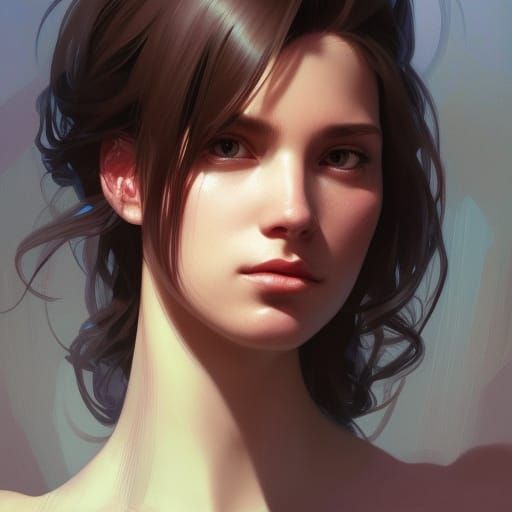 Detailed Portrait with Dynamic Lighting in Art Nouveau Style