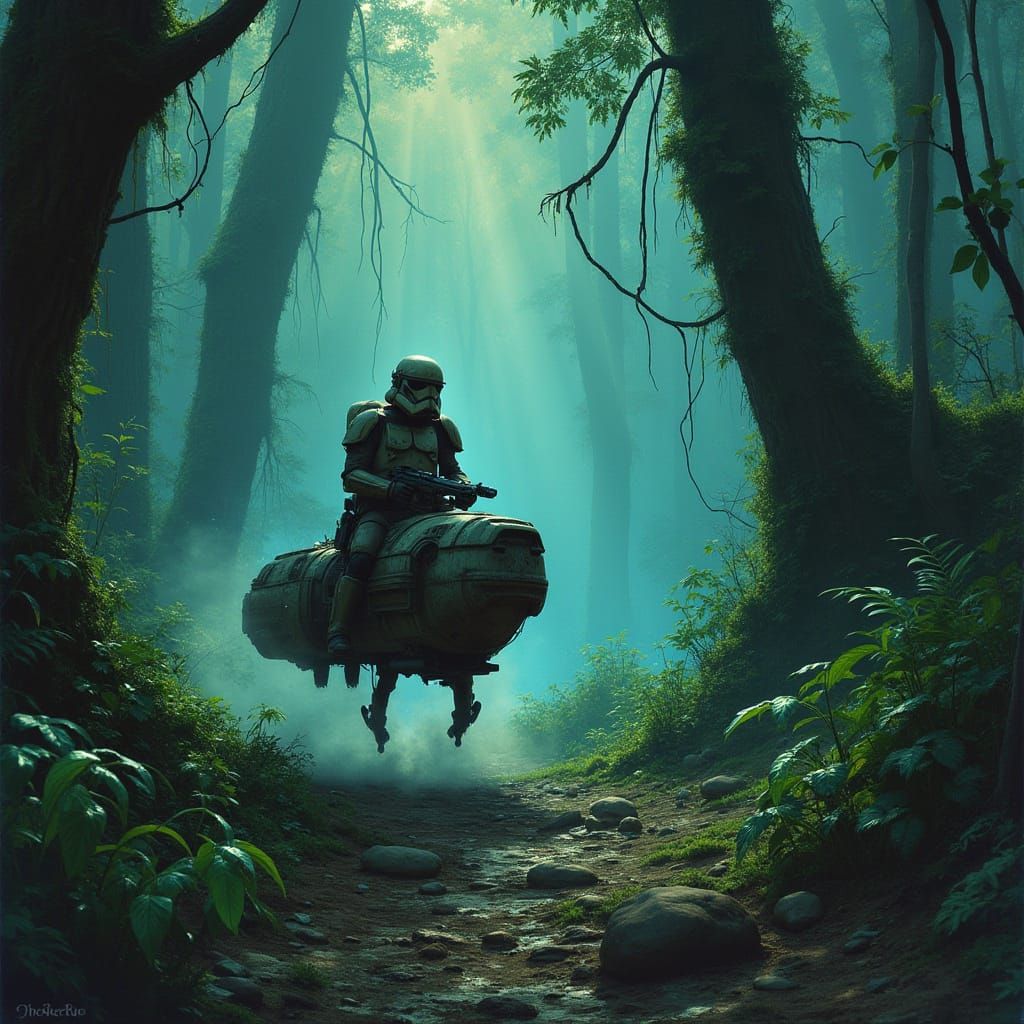 Imperial Scout Trooper on Alien Jungle Planet