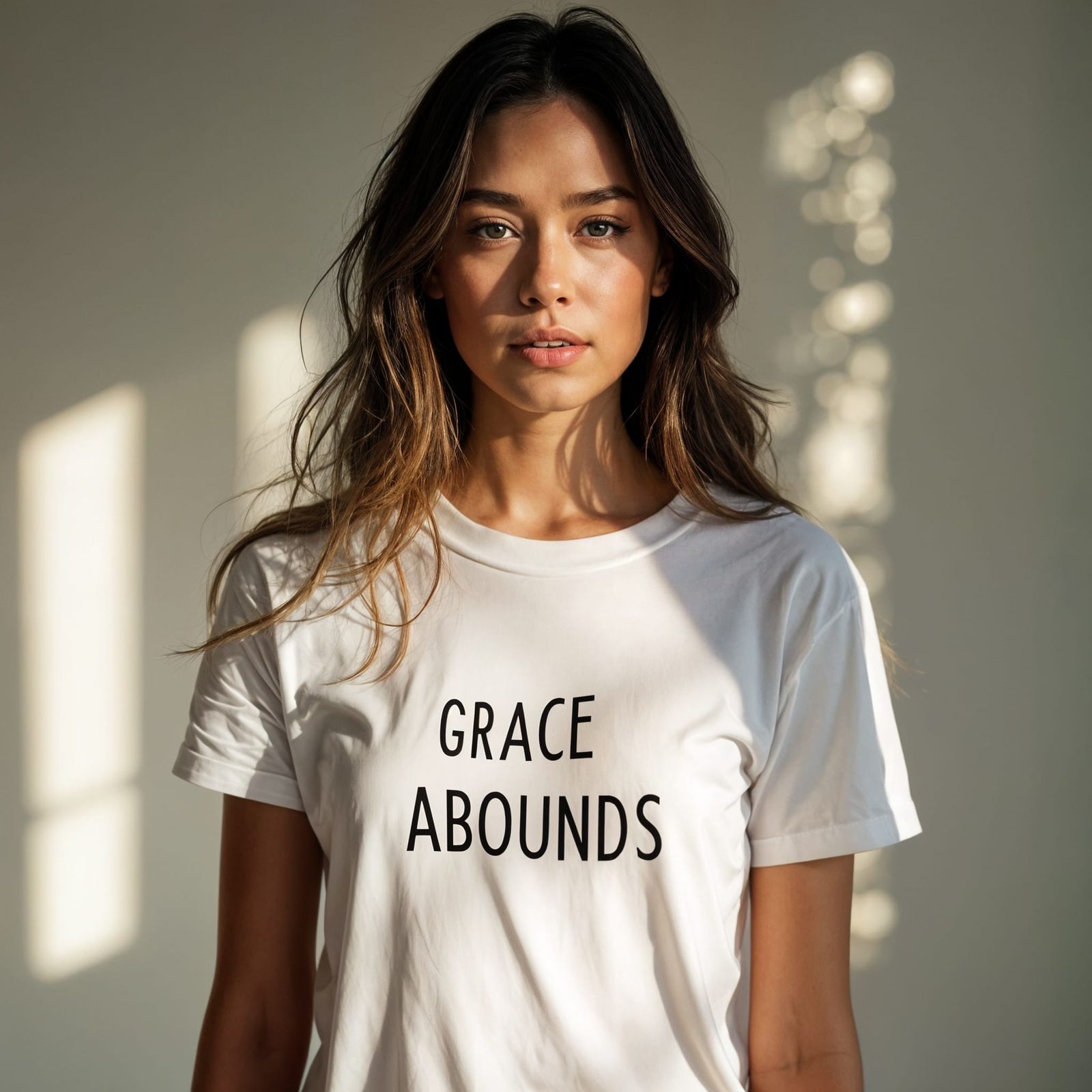 Grace Abounds: Modern Christian Typography on T-Shirt