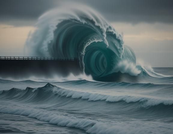 Worn Billboard Ad in Ocean, Cinematic Film Still