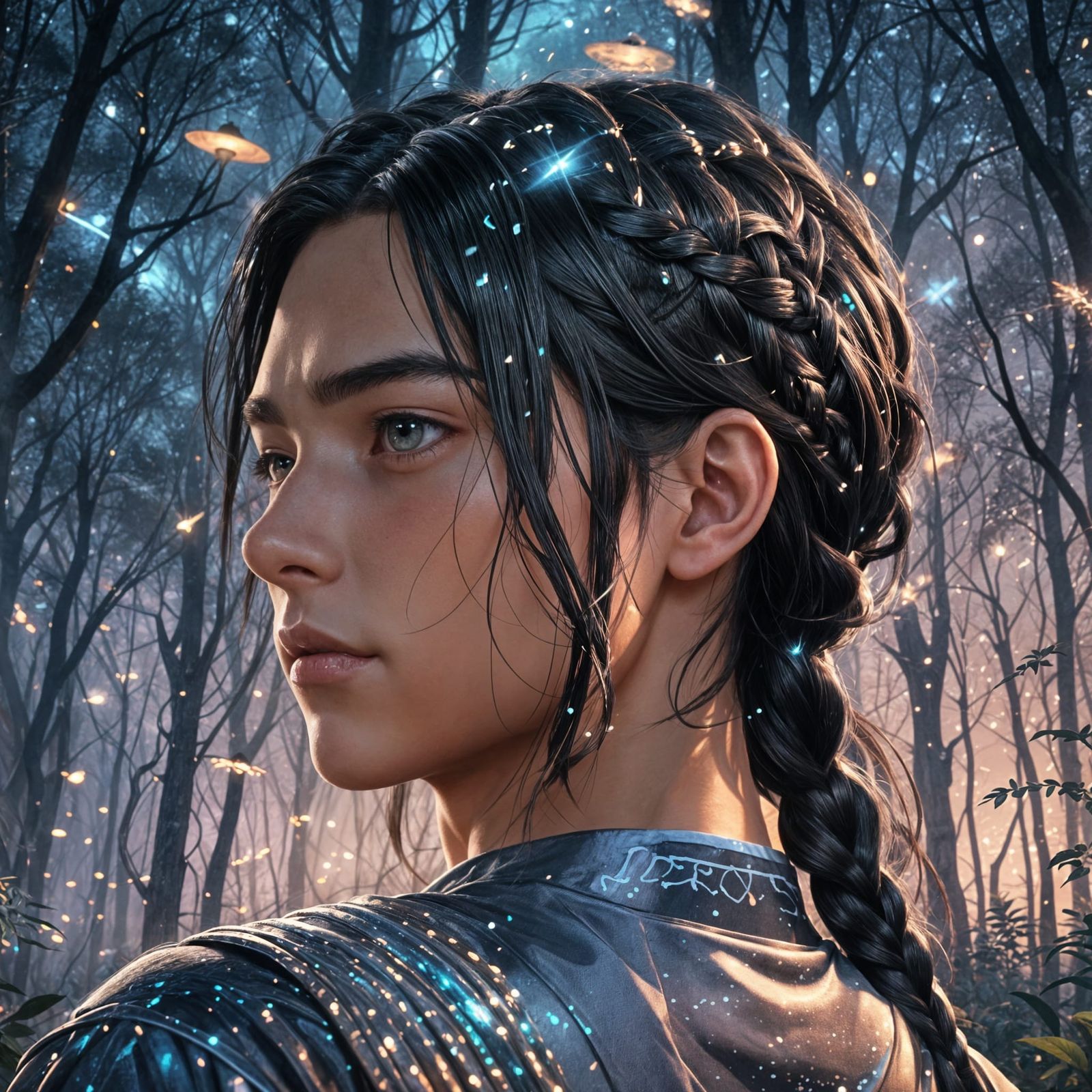 Anime Style 3D Portrait of a Teenager with Braided Hair