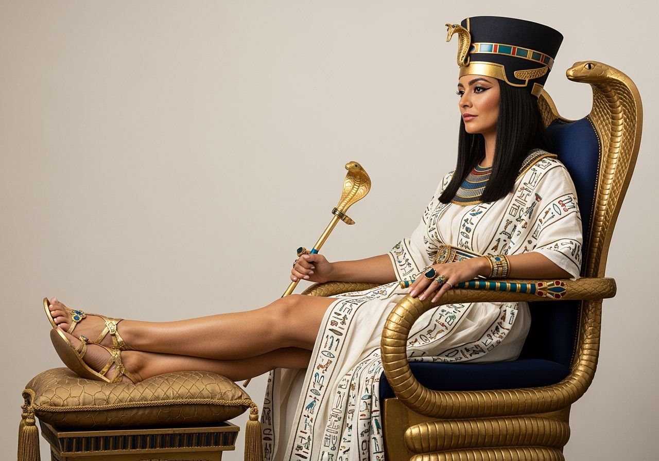 Egyptian Queen on Gold Throne in Photorealistic Style