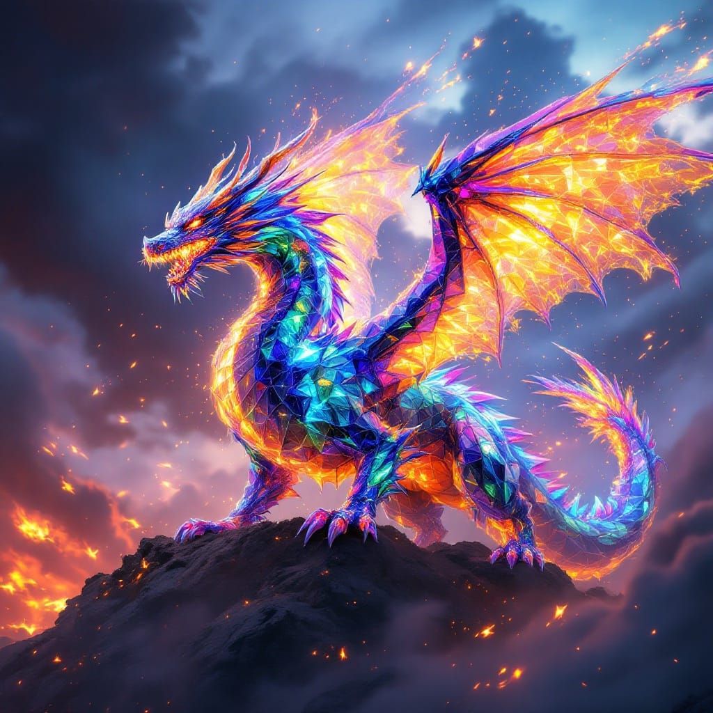 Glass Dragon Unleashes Fiery Fury in Futuristic Concept Art