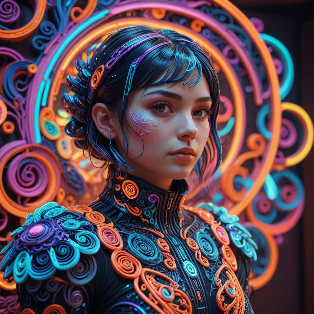 Maximalist Quilling Art in Strange Home, Neon Glow