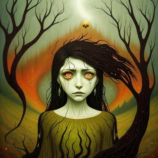 Melancholic Landscape in Dark, Moody Colors