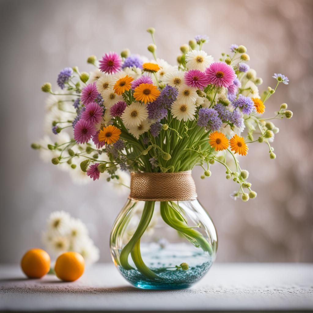 Upside-Down Floral Vase in Sharp Focus