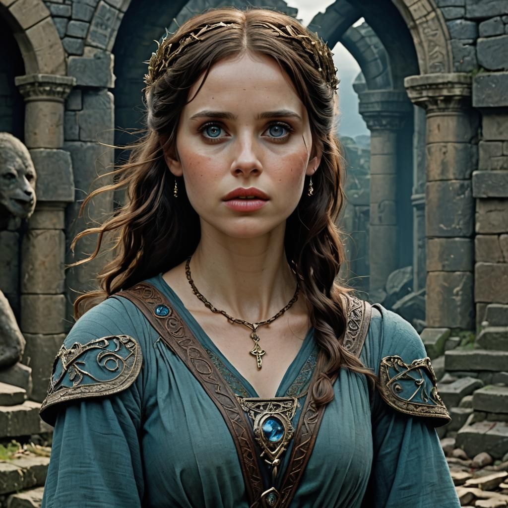 Druid Priestess in Ancient Irish Ruins