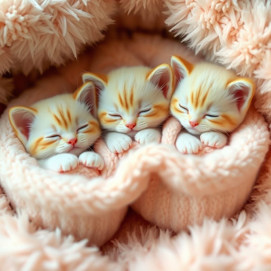 Pastel Whimsy Kittens in Cozy Nest