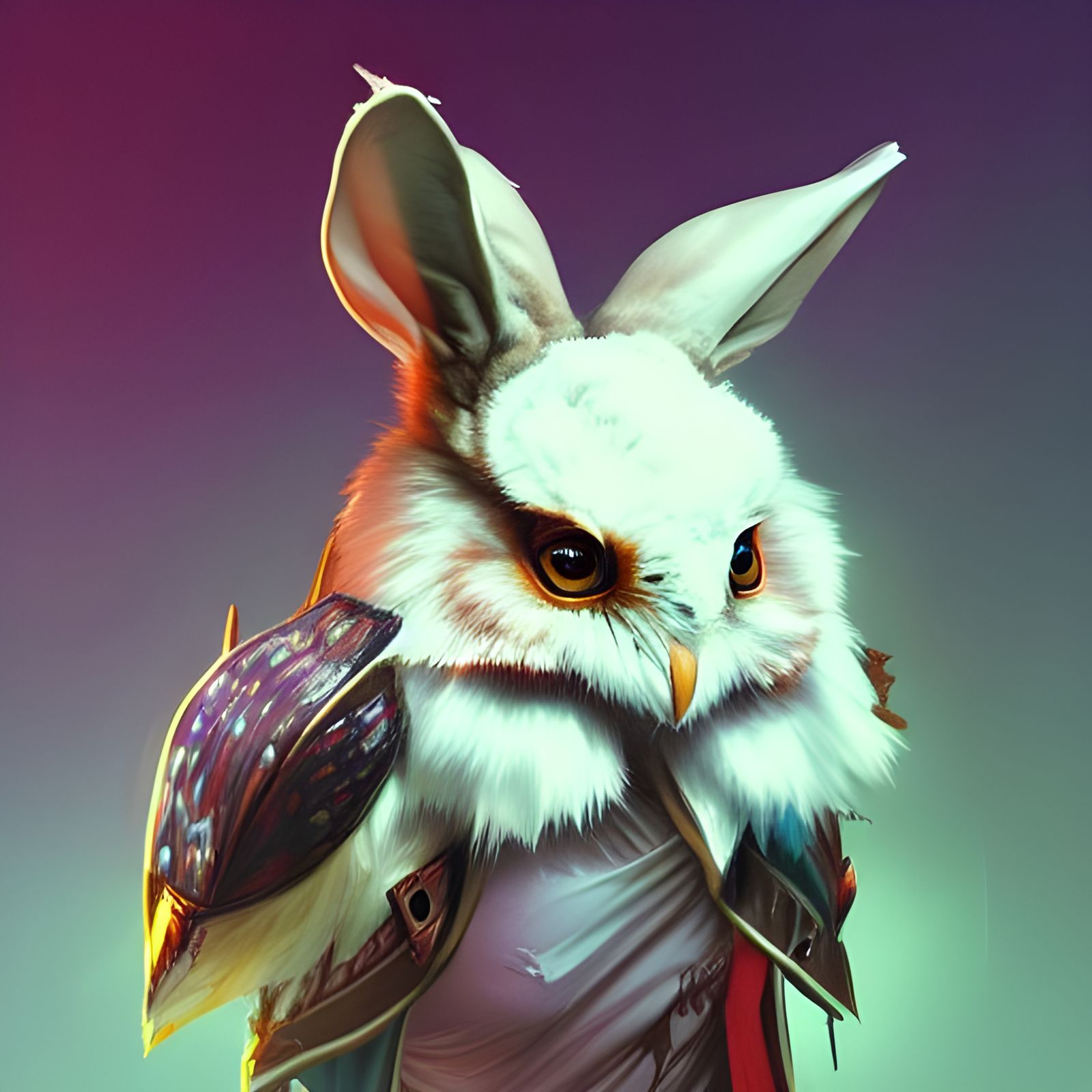 Rabbit Owl Hybrid Concept Art in 8k