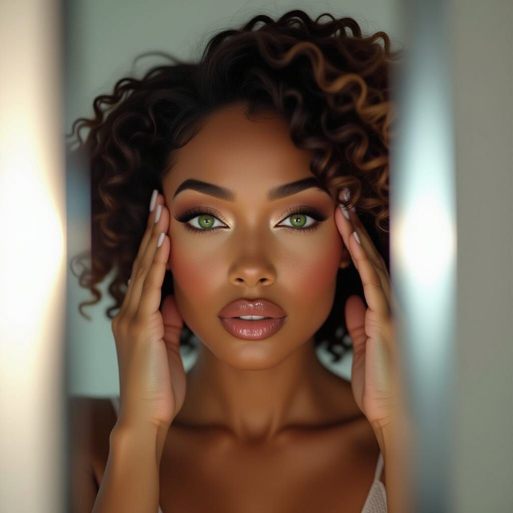 African Woman in Studio Mirror, Cinematic Film Still