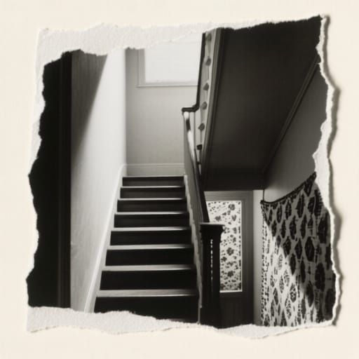 Minimalist Stairwell Collage with Shadow Play