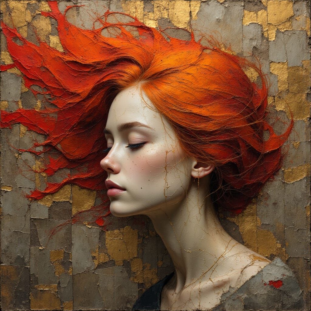 Ethereal Redhead Portrait Inspired by Dada Art