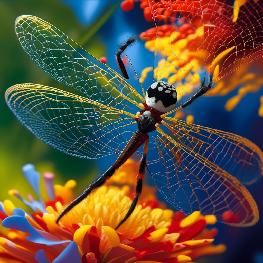 Geisha in Spiderwebs with Musical Notes, Digital Art