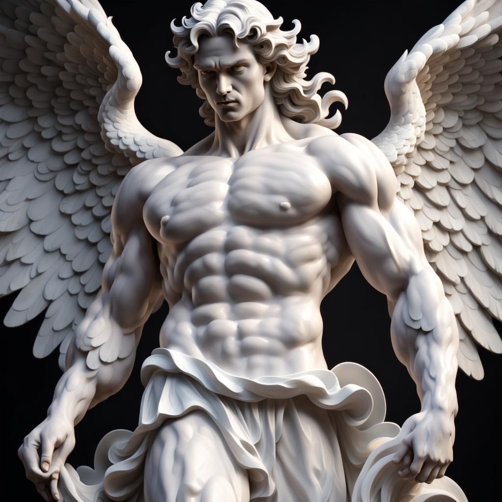 Marble Angel Statue in Animated Style