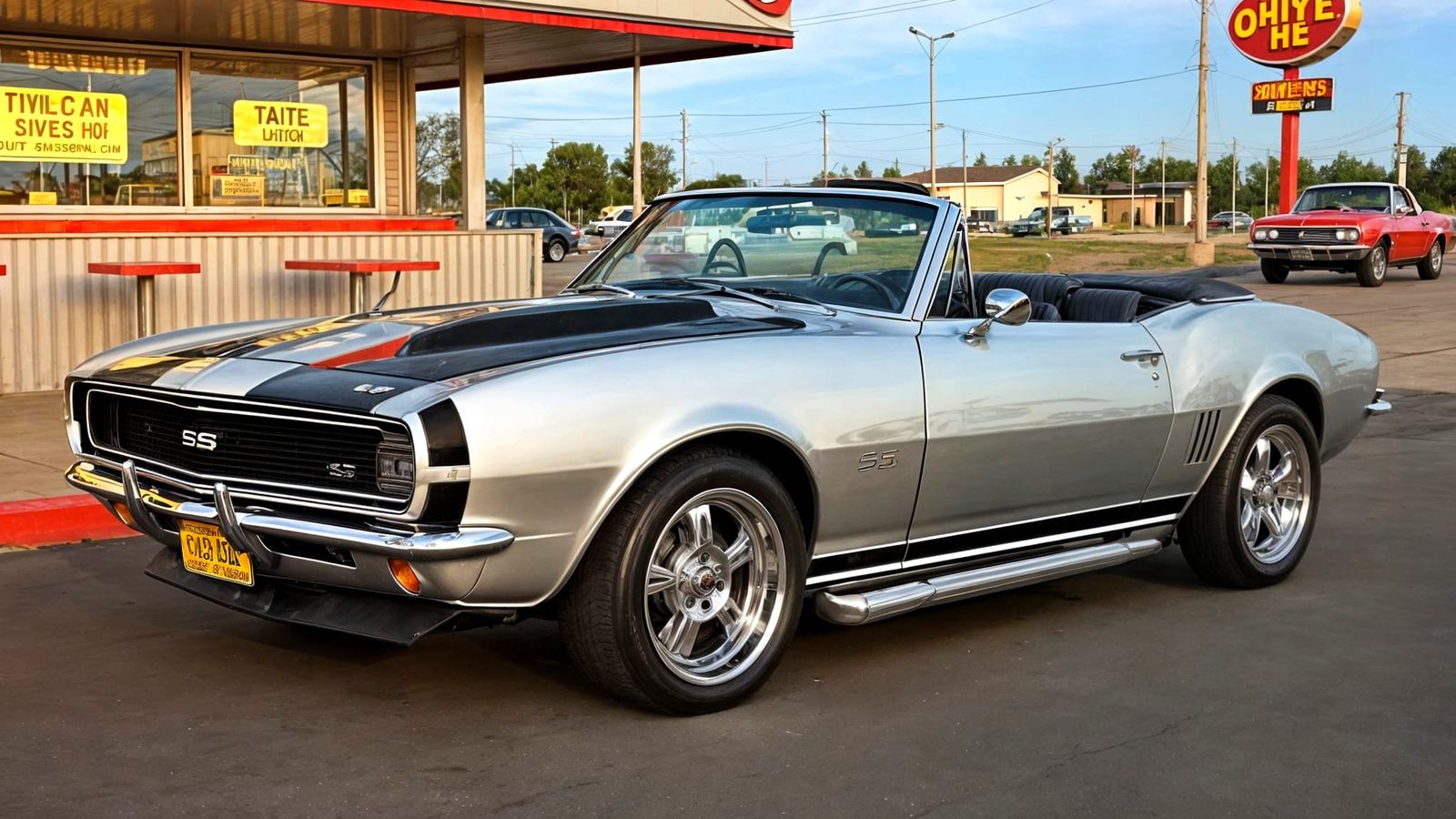 1967 Camaro SS Convertible at Drive-In Restaurant