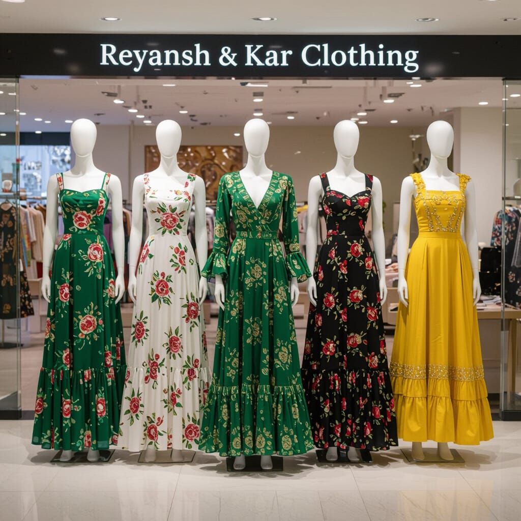 Western Dresses on Mannequins in Office