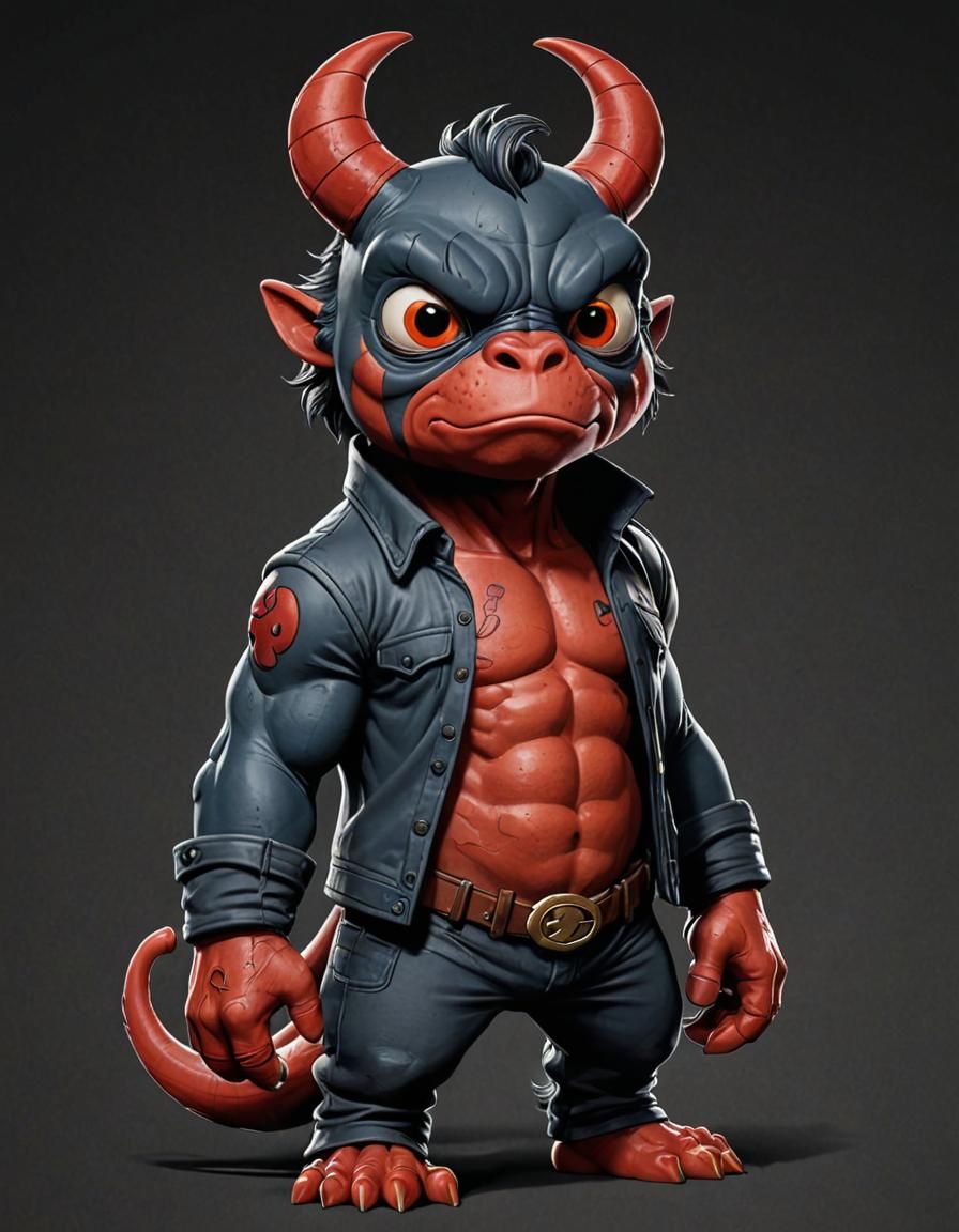 Hyperrealistic Cartoon Animal Sticker in Hellboy Comic Style