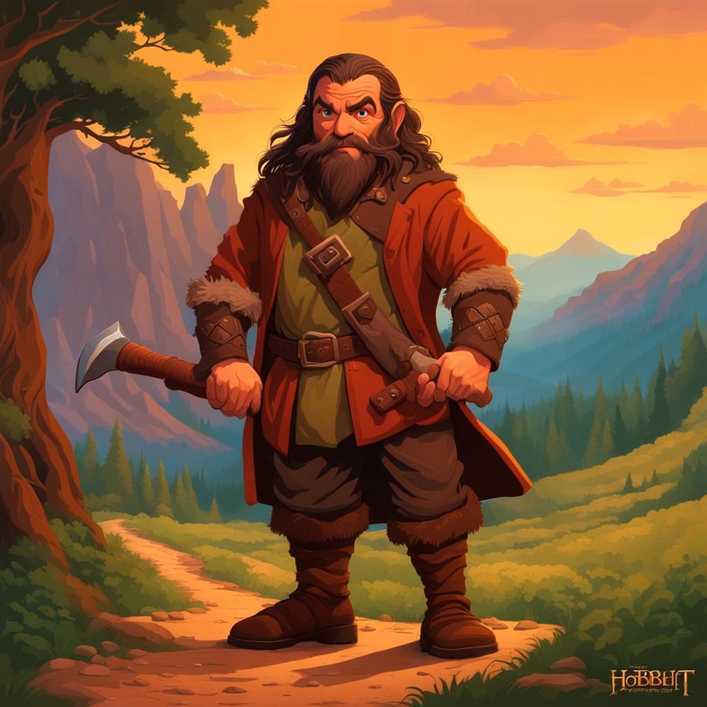Kili the Dwarf in Fantasy Illustration Style