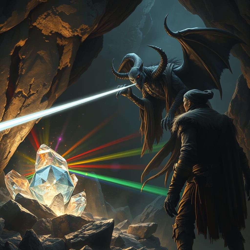 Demon's Laser Shatters Crystal Cave in Gothic Style