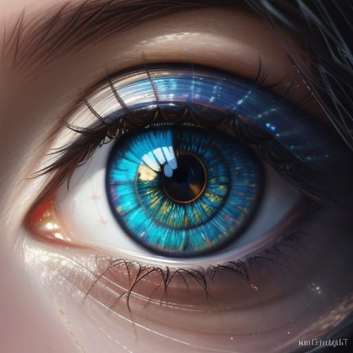Human Eyes With Intricate Butterfly Pupils Realistic Art