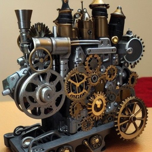 Detailed Steampunk Engine Illustration