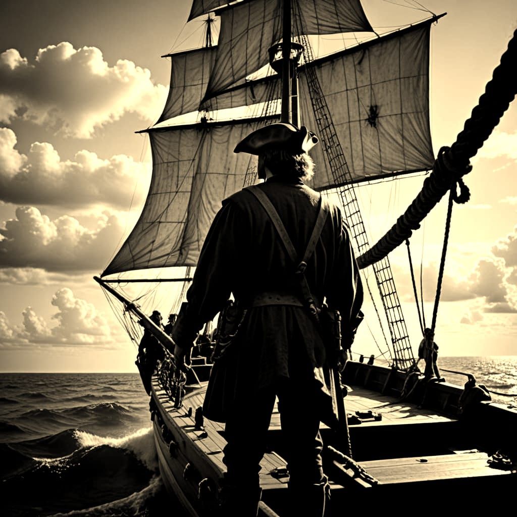 Columbus Sails to America: Cinematic Film Still