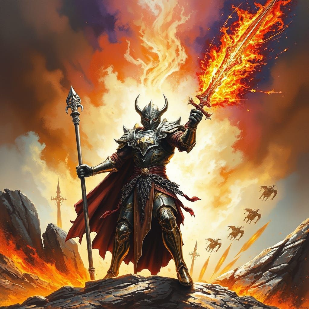 Cyberpunk-Style Battle Mage in Enchanted Armor